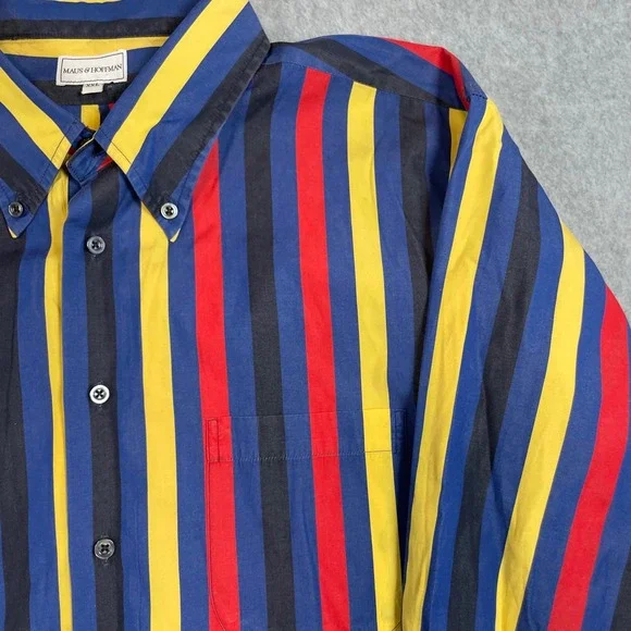 Maus & Hoffman Shirt Mens XXL Blue Striped Long Sleeve Button Down Made USA - Picture 4 of 16